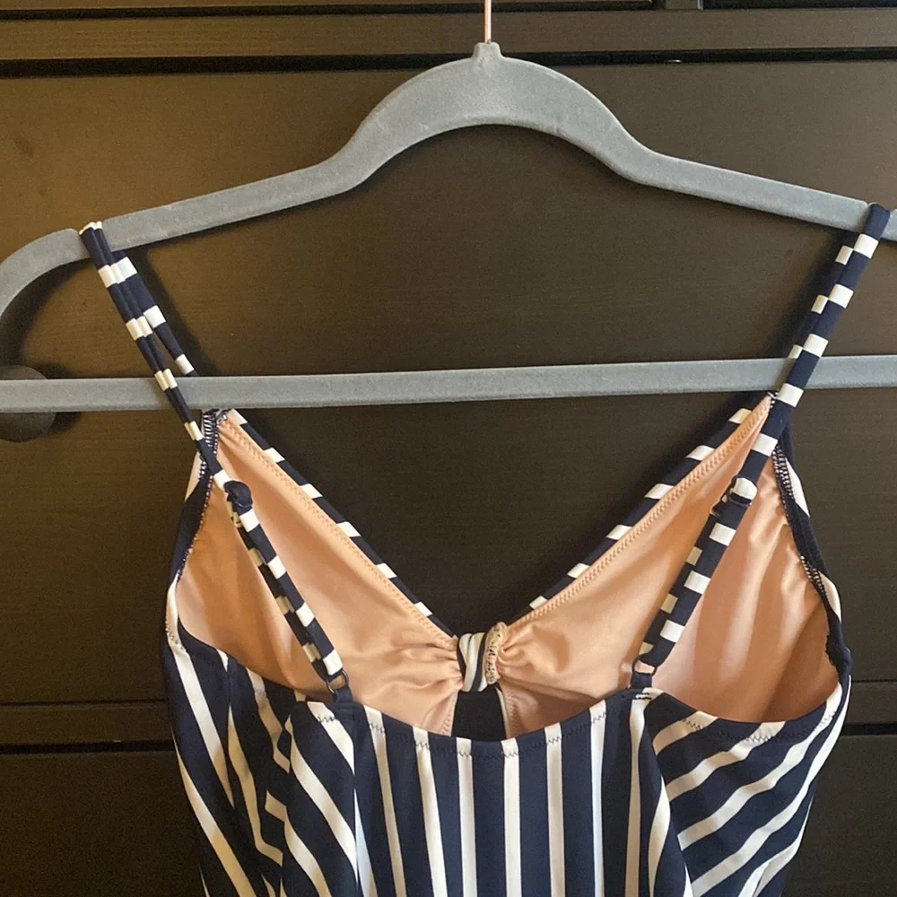 J. Crew Navy and White Striped One-Piece Swimsuit